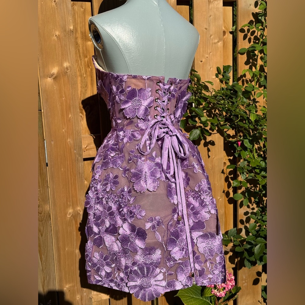🆕 BRONX & BANCO 🧿 NWOT Jasmine Maraya Lilac Mini Dress - Sz L US 8 - Picture 11 of 17